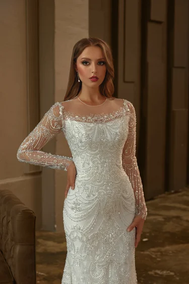 Купить свадебное платье «Анжела» Олег Бабуров из коллекции 2023 года в салоне «Мэри Трюфель» Анжела