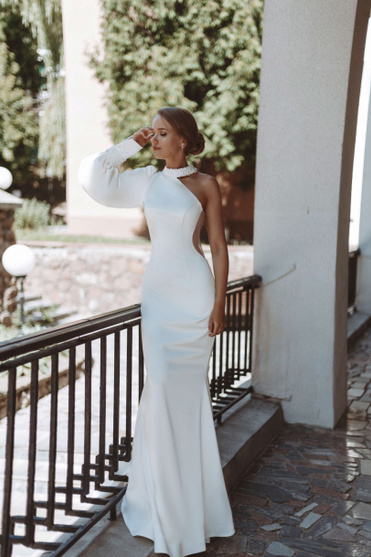Купить свадебное платье «Шанталь» Анже Этуаль без кружева из коллекции Леди Перл 2021 года в салоне «Мэри Трюфель»