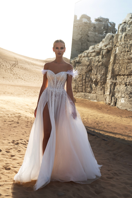 Wedding dresses with feathers