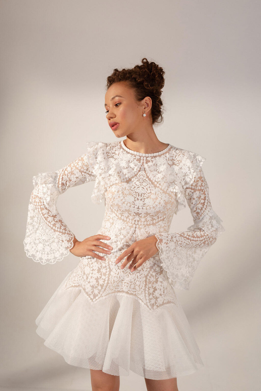 Купить короткое свадебное платье «Есения» Рара Авис из коллекции Искра 2021 года в интернет-магазине