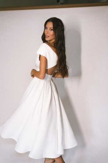 Купить свадебное платье «Элма миди» Натальи Романовой из коллекции 2021 в салоне «Мэри Трюфель»
