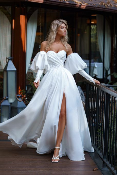 Лучшие атласные свадебные платья