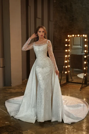Купить свадебное платье «Анжела» Олег Бабуров из коллекции 2023 года в салоне «Мэри Трюфель» Анжела
