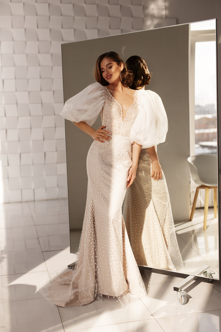 Купить свадебное платье «Имперо» Анна Кузнецова из коллекции Спосами 2021 года в салоне «Мэри Трюфель»