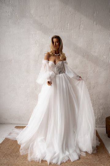 Buy Lucia Natalia Romanova's wedding dress from the Dune 2025 collection at the Mary Trufel boutique