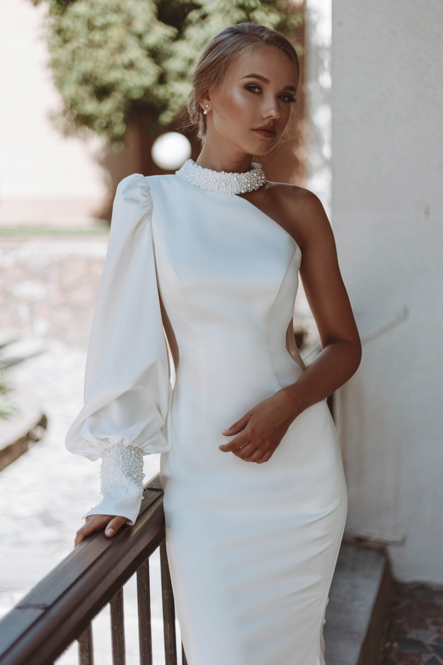 Купить свадебное платье «Шанталь» Анже Этуаль без кружева из коллекции Леди Перл 2021 года в салоне «Мэри Трюфель»