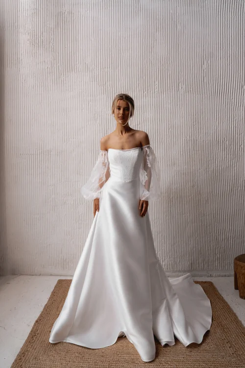 Wedding dresses with transparent sleeves